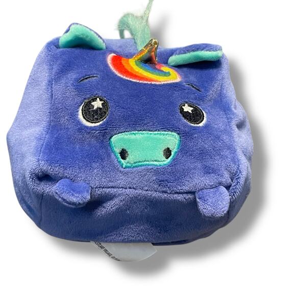 Moosh Moosh Plush Unicorn Reversible Raindrop Rainbow Squared Flip Em Animal 4" - Picture 10 of 10